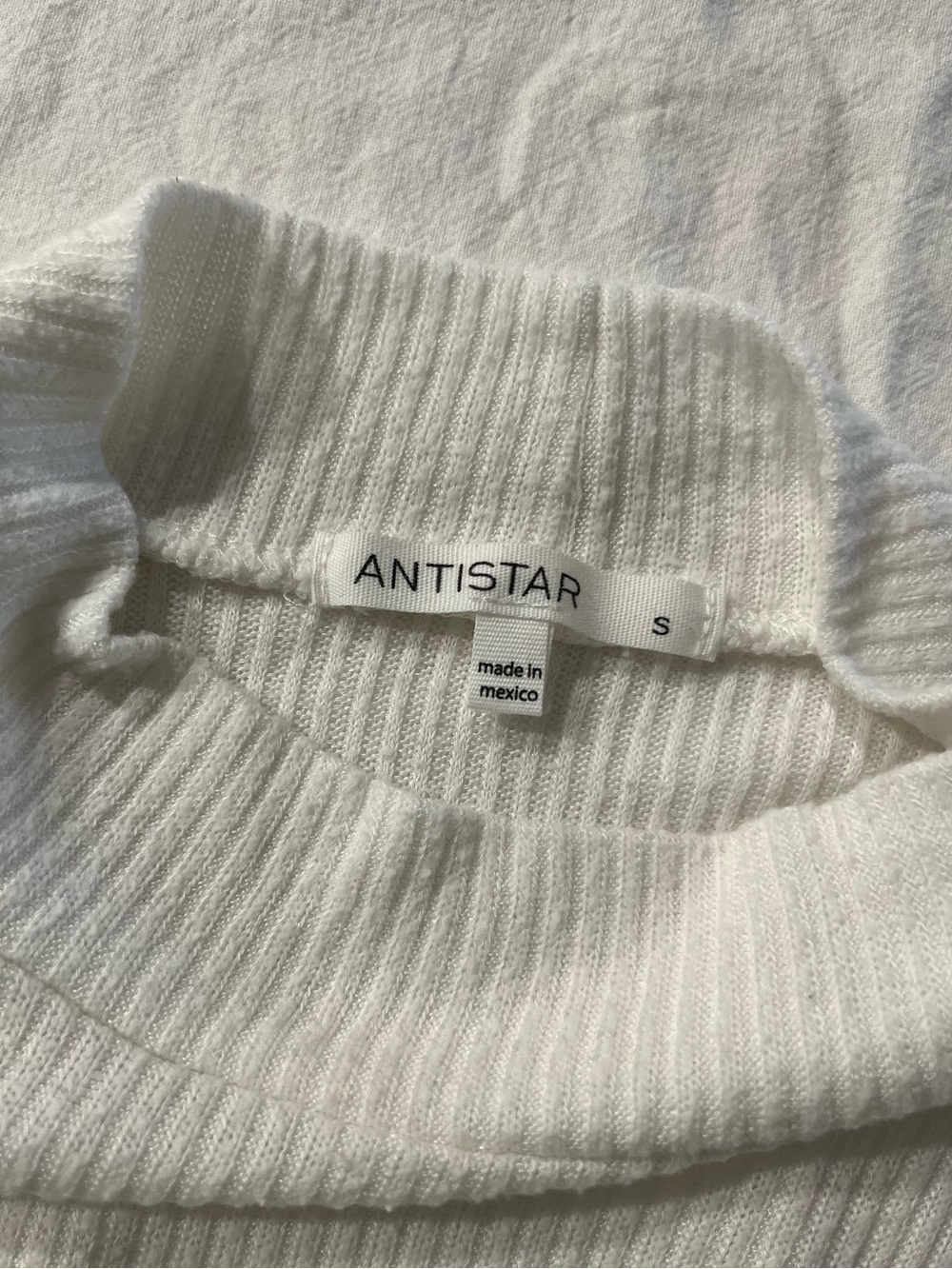 White Lettuce Edge Ribbed Mock Neck - Picture 5 of 5